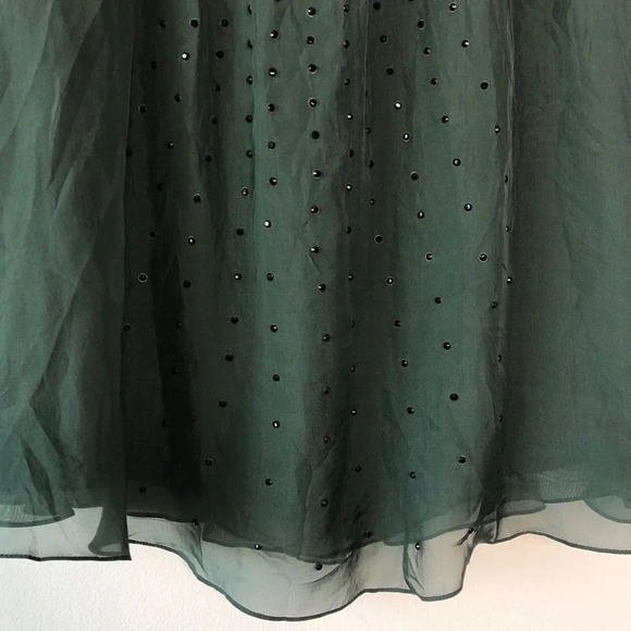 Haute Hippie Green Silk Strapless Rhinestone Detail Empire Waist Dress Size S - Picture 7 of 12